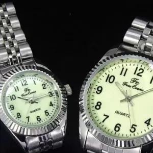 [다잇템]남자 실버 옐로우 합금 스몰 체인 손목 시계