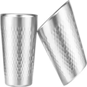 티쿠 스테인리스 스틸 컵 2팩 10온스/300ml 스태커블 이중 벽 단열 금속 파편 방지 티타늄 도금 다이아몬드