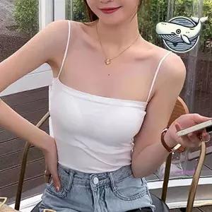 여성 편안한 스퀘어넥 내장형 끈나시 캡 브라 올인원 캐미솔 캡내장형 노와이어jkl875