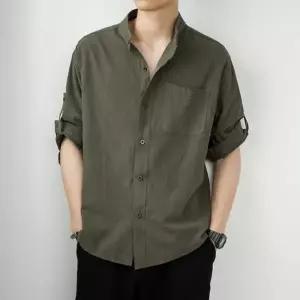 [다잇템]남성 차이나카라 7부 롤업 여름 린넨 셔츠