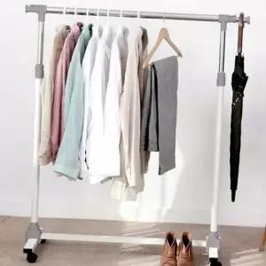 공간활용 이동식 튼튼한 철제 이동형 행거 스탠드 싱글 조절형