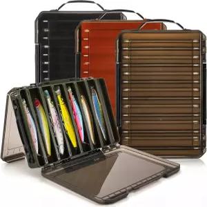 Noamus 3팩 양면 낚시 미끼 상자 버클 2개가 달린 14칸 도구 정리함 플라스틱 투명 보관 케이스 보석 구슬