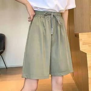 여성용 밴딩 허리 반바지 캐주얼 팬츠 쿨링 스트레치 바람통uvw548