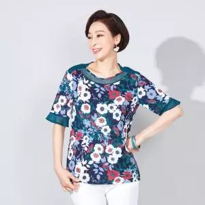 [마담엘레강스][마담엘레강스] 아네모네 메시배색 블라우스 K191BL08