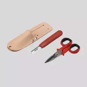 멀티 전공 가위 세트 STS-02LS 가죽 케이스 작업용 수공구 케이블 커버 전기