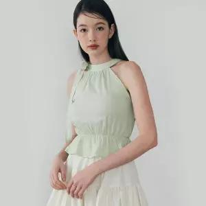 [루루슈]Ribbon Halterneck Blouse - SOFT GREEN