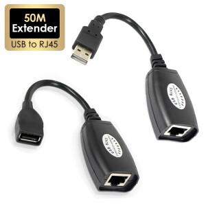 1쌍 USB to RJ45 LAN 이더넷 연장 케이블 어댑터 Cat5E/6 코드 컴퓨터 액세서리를 통한 50M 거리 확장기 변