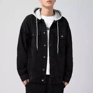 [다잇템]남자 캐쥬얼 블랙진 진 후디 탈부착 청자켓