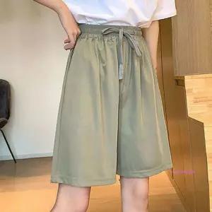 여성용 캐주얼 스트레치 반바지 쿨링 밴딩 허리 팬츠 바람통hij949