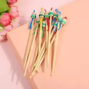 대나무 귀이개 천연소재 나무 캐릭터 휴대용 손잡이 귀청소 위생적인