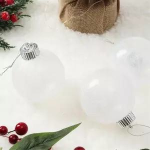 비타리토 시스루 레이스 장식볼 8cm 3p 실버망사크리스마스트리 액세서리 성탄절 악세사리 소품 트리볼