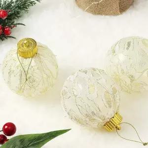 비타리토 시스루 레이스 장식볼 8cm 3p 골드플라워크리스마스트리 액세서리 트리볼 소품 성탄절 오너먼트