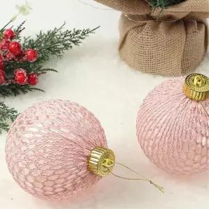 비타리토 시스루 레이스 장식볼 10cm 2p 핑크실버크리스마스 트리악세사리 트리볼 오너먼트 성탄절 액세서