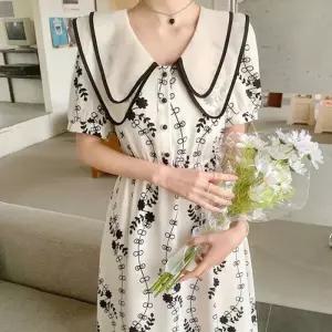 [무슈봉]사이즈다양 더블카라 보석단추 아이보리 롱원피스