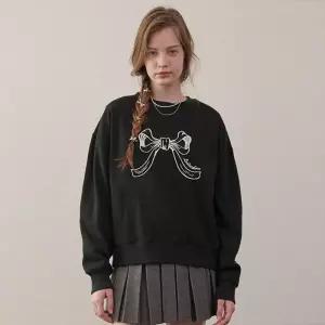 [루루슈]Ribbon Sweatshirt - BLACK