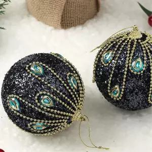 비타리토 다크블루 장식볼 2p 10cm 에메랄드트리소품 크리스마스 트리볼 액세서리 오너먼트 악세사리