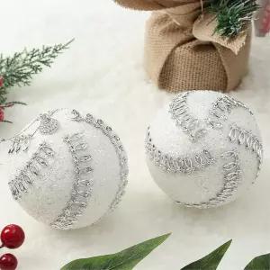 비타리토 실버화이트 장식볼 2p 10cm 크라운회오리트리악세사리 크리스마스 액세서리 소품 트리볼 오너먼트