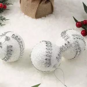 비타리토 실버화이트 장식볼 3p 8cm 크라운회오리오너먼트 트리액세서리 크리스마스 소품 성탄절 트리볼