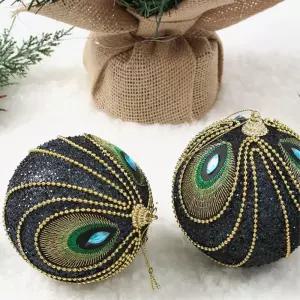 비타리토 다크블루 장식볼 2p 10cm 공작드레스트리볼 크리스마스 오너먼트 소품 액세서리 트리볼