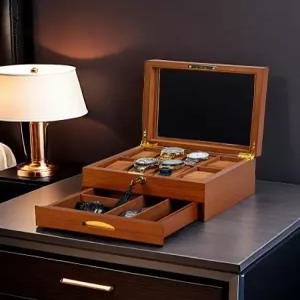 10구 원목 시계보관함 디우스 투명 쇼케이스 럭셔리 손목시계 정리함 디스플레이 거치대 잠금