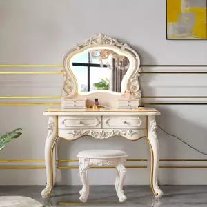 유럽풍 화장대 원목 수납형 원룸 북유럽 침실 인테리어 메이크업 앤틱 서랍장 콘솔 수납장