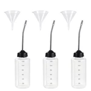 WHTCHSU 3피스 니들 오일러4OZ 정밀 건 오일 병 3.5인치 스테인리스 팁이 추가된 LDPE 어플리케이터 공예품