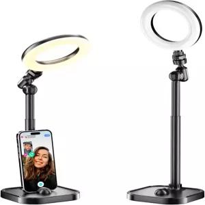 책상용 링 라이트 비디오 녹화용 휴대용 스트리밍 조명 셀카 여행 회의 메이크업 콘텐츠 제작자 사진