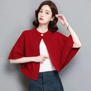 와칸다 여성 여친 니트 카디건 루즈핏 봄가을 가오리핏 망토 케이프 숏 가을옷 겉옷 반팔 KKE2