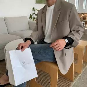 크리링 남성용 싱글 스트리트 코트 정장 루즈핏 봄가을 쁘띠 정장자켓 자켓 KKE3