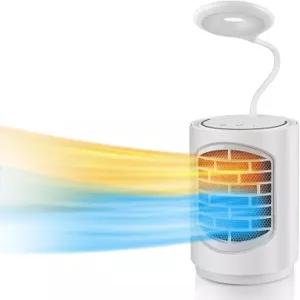 ibo 전기 공간 히터 세라믹 소형 LED 조명 포함 600W 팬 4개 가정용 사무실 및 실내용 책상 1개