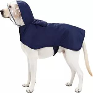 반려동물 비옷 패커블 후드 강아지 레인 재킷 반사 스트립 소형 대형견용 경량 조절 가능한 폰초 블루 XS