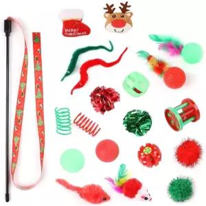 고양이 장난감 모음 위한 32팩 인터랙티브 버라이어티 지팡이 방울 달린 크링클 볼 스프링 실내 캣닙