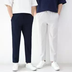 [엠클로]남자 여름 쿨 아이스 9부 스판 밴딩 정장 슬랙스 바지