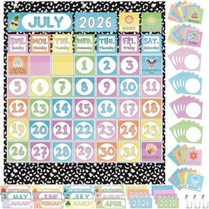 신로드 교실 달력 포켓 차트 세트 게시판 계절별 축제 날씨 장식용 클래식 블랙 화이트