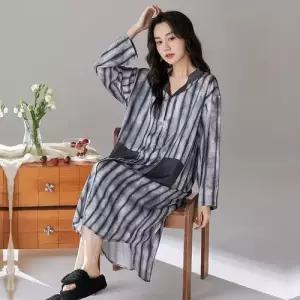 치마 롱 봄 여름 겨울 캐주얼 MN 커플 잠옷세트 잠옷 터틀넥 셔츠 스트라이프 홈 아우터 가능 OOTD2