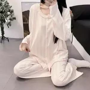 면 패드 MN 탈부착 잠옷세트 커플 가디건 임산부 긴팔 봄여름 세트 수유 빙자 산후조리개 OOTD2