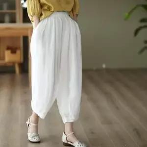 EAMT 여성용 팬츠 봄 빈티지팬츠 모시 무 벌룬 100수 EUNG1