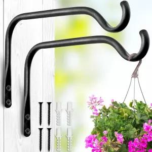 Lififzoon 내구성 식물 걸이 브래킷 2팩 6인치 야외 금속 - 꽃바구니 바람 소리와 등불을 걸 수 있는 방청