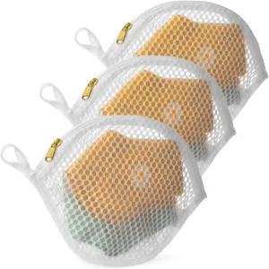 쿠즈티 3팩 재사용 가능한 양말용 섬세한 세탁 가방 페이스 마스크 및 메이크업 리무버 패드 미세한 메쉬