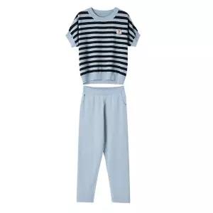 EAMT 여름 투피스 여성용 긴팔세트 반팔세트 스페셜 트레이닝 세트 반팔티셔츠 중년맘 시크 EUNG2