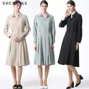 [국내백화점] 쉬즈미스 셔츠형 벨트 플레어 원피스 격식있는 결혼식하객원피스 40대원피스 출근룩 하객룩