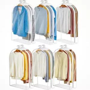 메이엘엠씨 6팩 옷 걸이용 투명 의류 가방 10인치 가제트 옷장 보관용 정장 코트 드레스 모피 셔츠