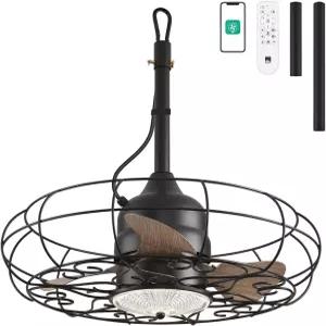 조명이 있는 오리슨 실외 천장 선풍기 가제보용 21인치 습식 등급 걸이식 퍼골라 캐노피용 케이지 플러그