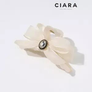 [씨아라]CIARA 14K Chieri 오벌스톤 브로치 리본 헤어집게핀(GoldPlated)