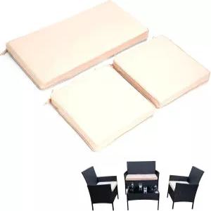글림폴리 3팩 야외 파티오 가구 교체 쿠션 세트 고탄성 스펀지 핏 4피스 위커 라탄 소파 러브시트 의자