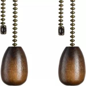 천장 선풍기 풀 체인 12인치 길이 3mm 직경의 구슬 볼 2개 호두나무 코드 포함 브론즈