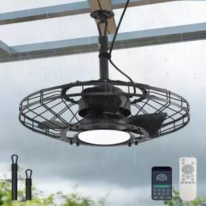 AHAWILL 20인치 야외 천장 선풍기 가볍고 방수 기능이 있는 가제보 걸이식 후크 6단 리버서블 모터 메모리