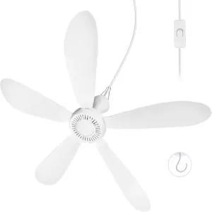 SCOOEEES 28인치 AC 110V 휴대용 천장 선풍기 스위치 플러그인 걸이형 가제보 캠핑 RV 텐트 홈룸 야외용