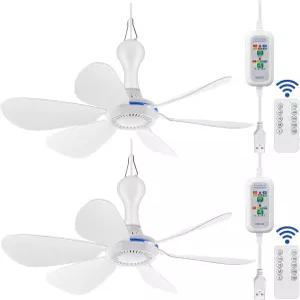 글리터 2세트 USB 걸이 천장 선풍기 휴대용 캐노피 캠핑 침대 기숙사 RV 텐트 홈룸용 6개 블레이드 조용한