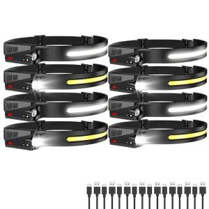 센듀젤 헤드램프 충전식 8팩, LED 헤드라이트 손전등, 230 광폭 빔, 야외 하이킹 러닝 캠핑용 5가지 모드 방수